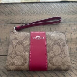 Coach Brown and fuchsia Wristlet